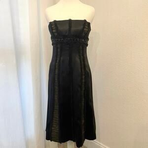 VTG Badgley Mischka Cocktail Dress 2 Black Silk Y2K Sparkle Whimsigoth Hoco LBD